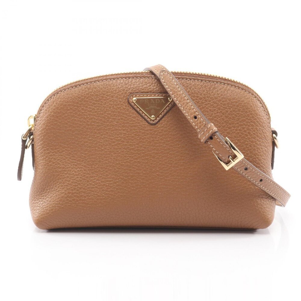 Prada VIT DAINO SOFT Shoulder Bag Leather Brown